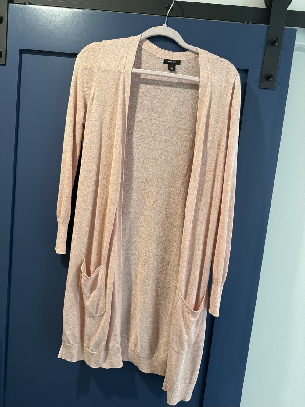 Halogen Light Blush Open-Front Long Cardigan